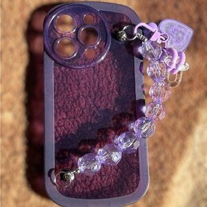 Purple Phone Case with Beaded Strap